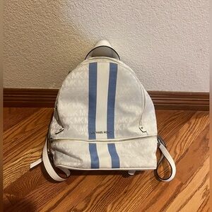 Michael Kors White and Blue Mini Backpack with multiple pockets